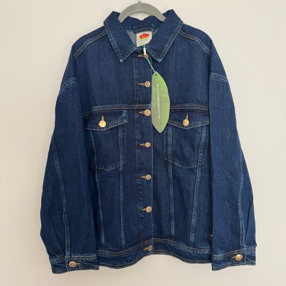 Farm Rio Dark Denim Buttoned Jacket - Picture 2 of 7